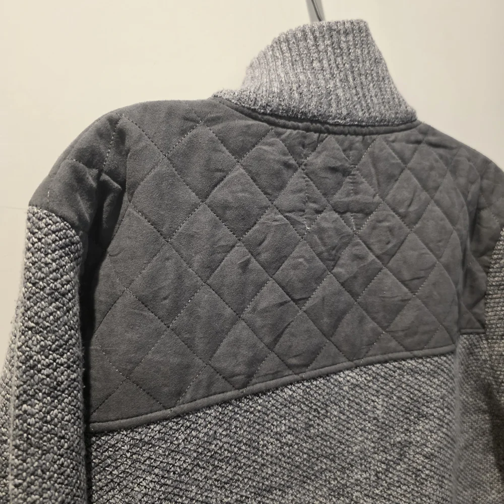 Scott James Mens Luxury Jacket M Gray Quilted Full Zip Plaid Lined Polished - Picture 13 of 13